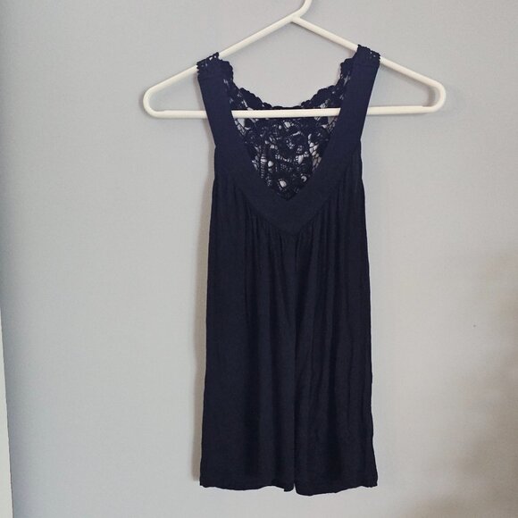 Express Black Tank with Lace Back - Picture 1 of 4